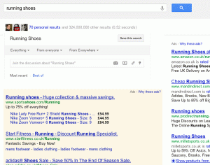Running Shoes Google Search Result with Discussions Integration