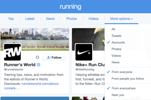 Twitter accounts related to running