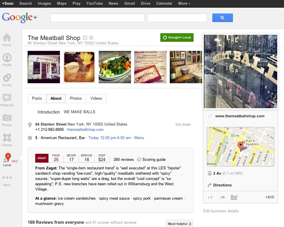 Example Google Local Listing