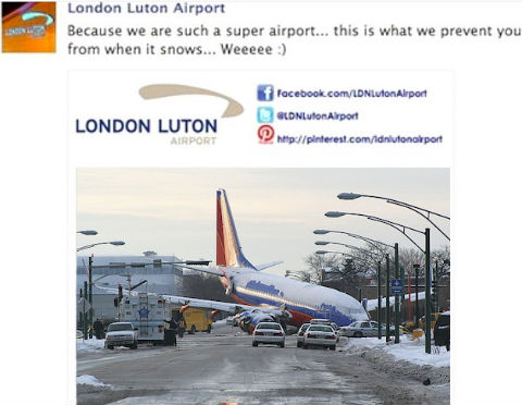 Luton Airport Facebook Status Update