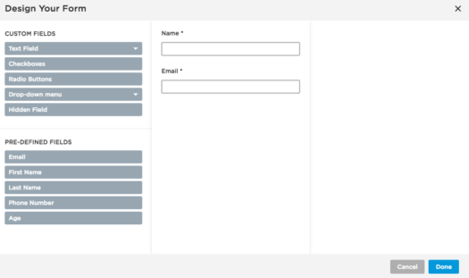 create landing page form in Unbounce