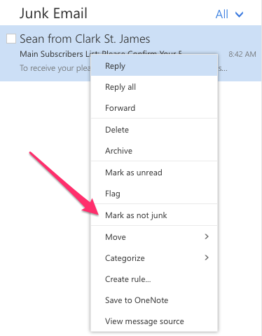 how to whitelist an email in Outlook