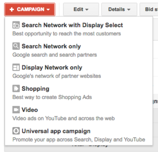 AdWords campaign settings